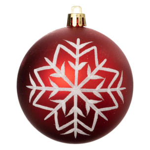 Boules de Noël "Colorama de Noël" lot de 8 en plastique D8cm rouge blanc