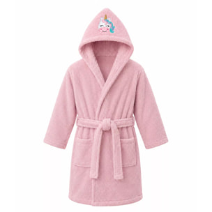 Peignoir enfant enfant pur coton 420 g/m² brodé rose Petite licorne rose
