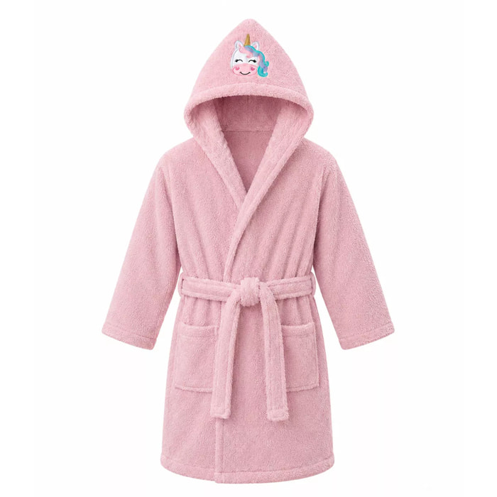 Peignoir enfant enfant pur coton 420 g/m² brodé rose Petite licorne rose