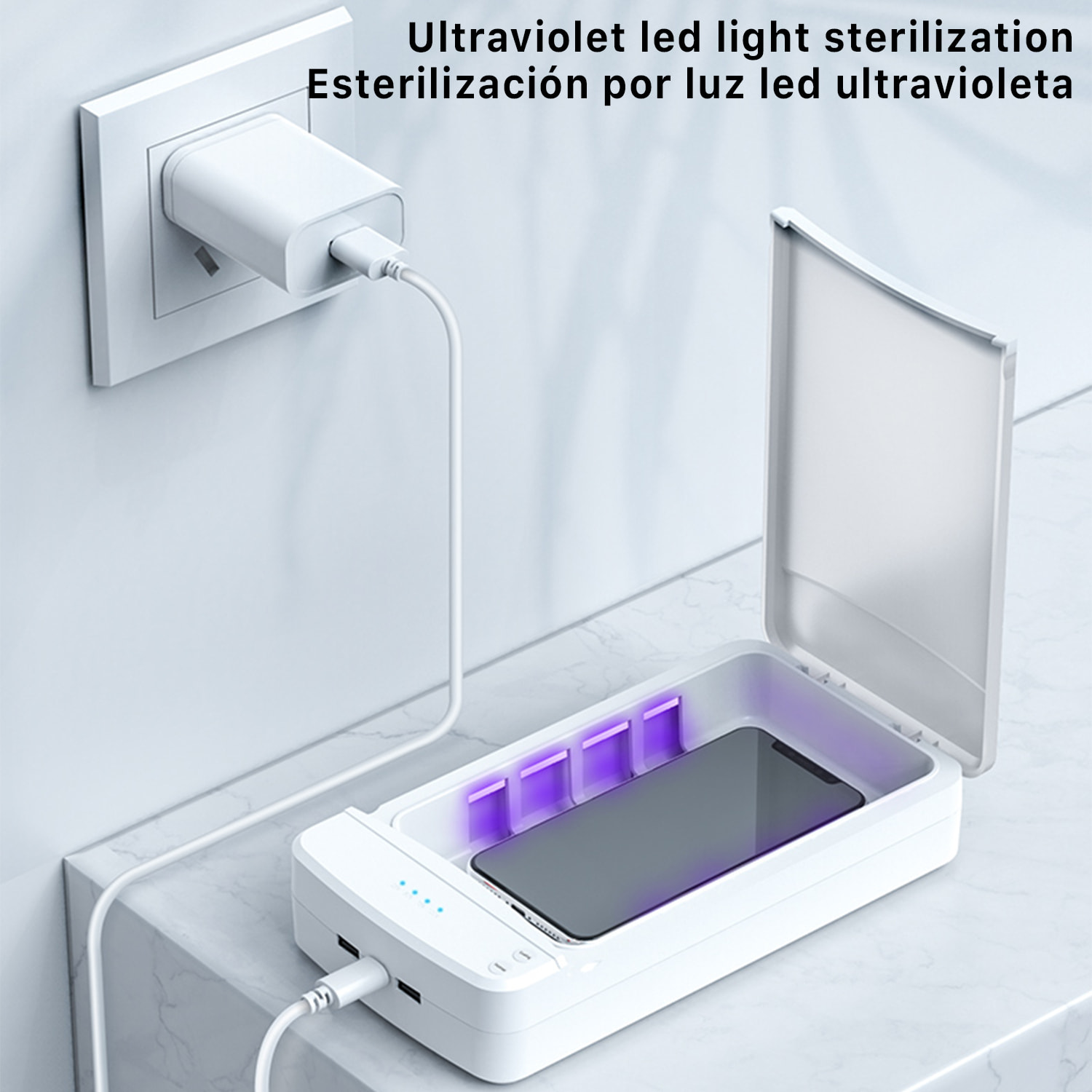DAM Scatola sterilizzante con luce ultravioletta e funzione aromaterapia. 12x23x4 cm. Colore nero