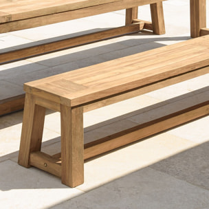 KALLY - Banc de jardin 270x35cm en bois teck recyclé couleur naturelle