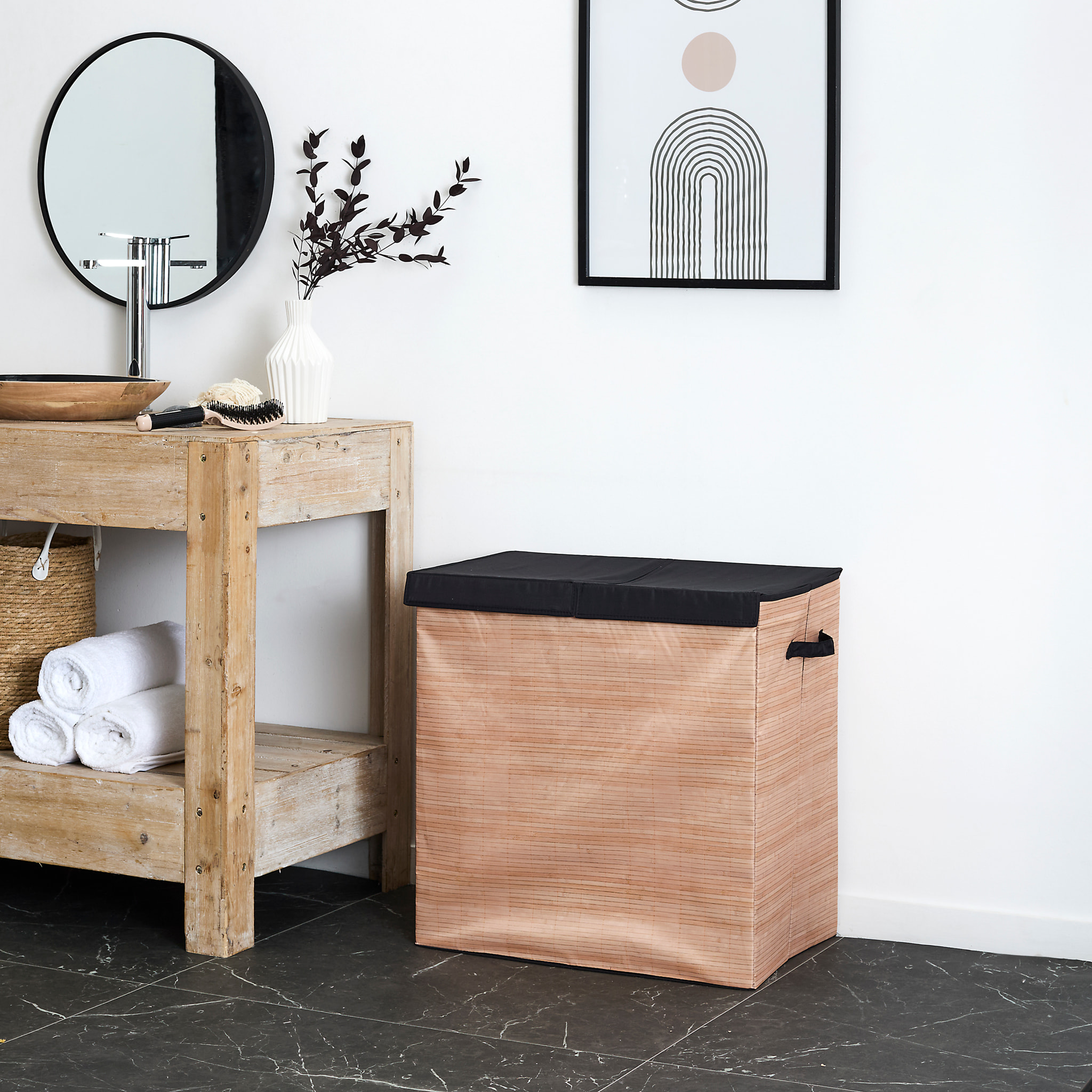 Panier A Linge Double 58x35x58cm