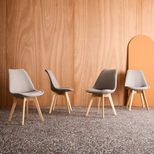 Chaise scandinave bois de hêtre et tissu (lot de 4) NILS