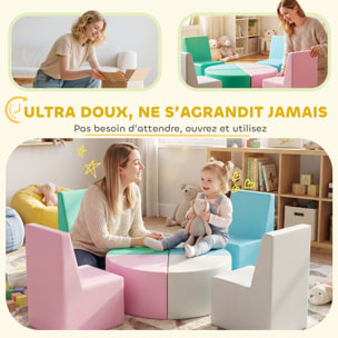 Parcours motricité bébé 8 pcs ensemble table et chaises enfant 2 en 1