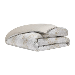Housse de couette imprimée en satin de coton, ROCAILLE, Gris Brume