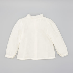 Camisa Blanca De Muselina Plumeti Con Lazo