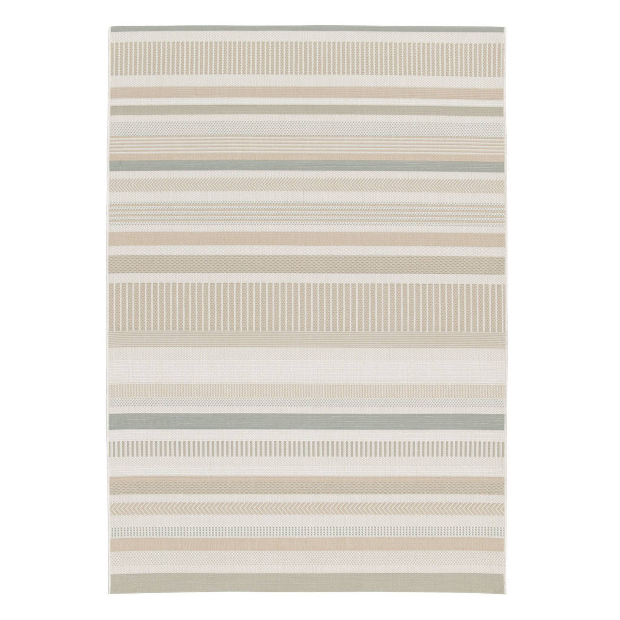 Tapis intérieur/extérieur vintage motif linéaire beige crème gris Gary 160x230cm