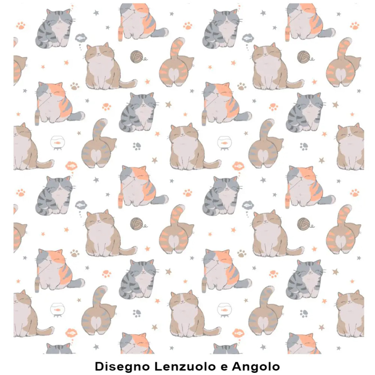 Completo Lenzuola GATTI 100% Flanella e Made in Italy fumetto gattini