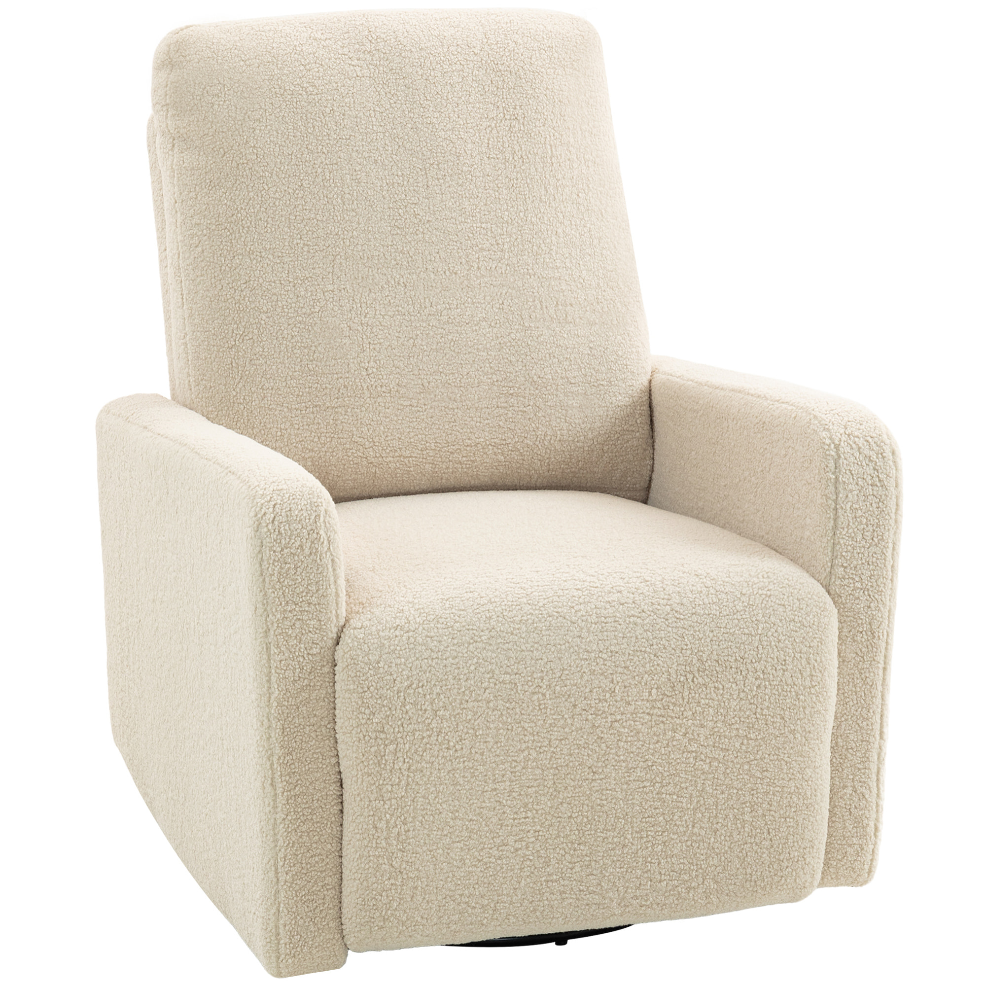 Fauteuil relax design bouclette - fauteuil inclinable pivotant repose-pieds intégré - beige