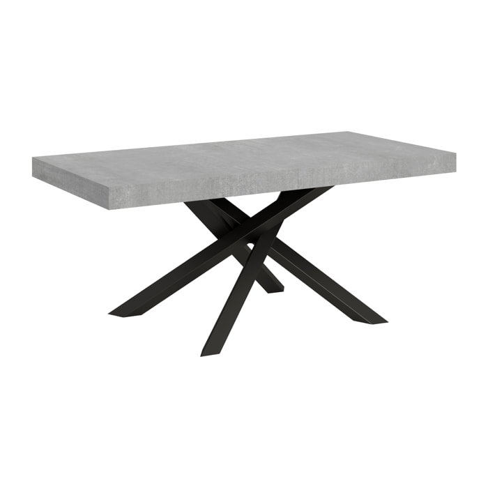 Table extensible 90x200/304 cm Volantis Gris Béton cadre Anthracite