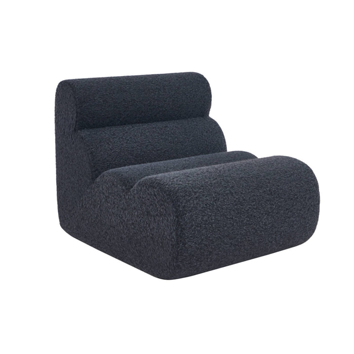 Chauffeuse tissu effet alpaca bleu foncé 1 place - L 81 x P 99 x H 75cm - Nova