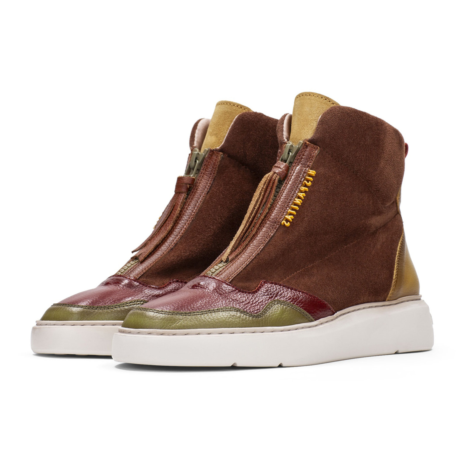 Botin sport Oceania Cuero mostaza oliva 3,5 cm