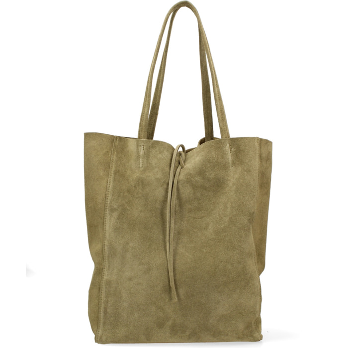 Borsa a mano da donna Made in Italy - Modello Lumena Prime - 100% pelle scamosciata - 28.0 x 35.5 x 12.5 cm