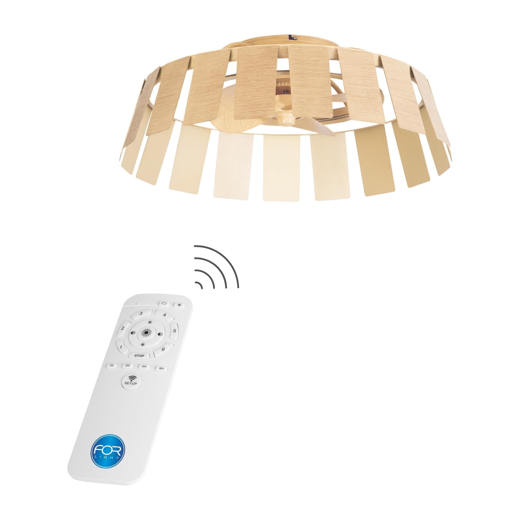 FORLIGHT Ventilador de techo Flip con luz LED Efecto Madera TW 2700-6000K IP44 28W