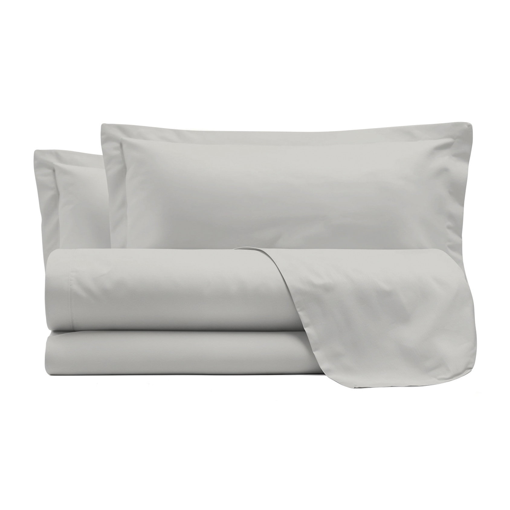 COMPLETO LETTO RASO CLOE, 100% Raso di Cotone, Made in Italy - GRIGIO CHIARO