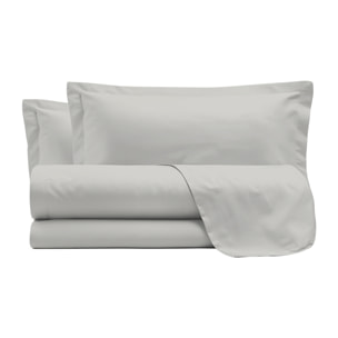 COMPLETO LETTO RASO CLOE, 100% Raso di Cotone, Made in Italy - GRIGIO CHIARO