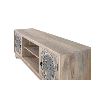 Mueble TV de Madera de Mango 180 Cm Estilo Étnico Tallado