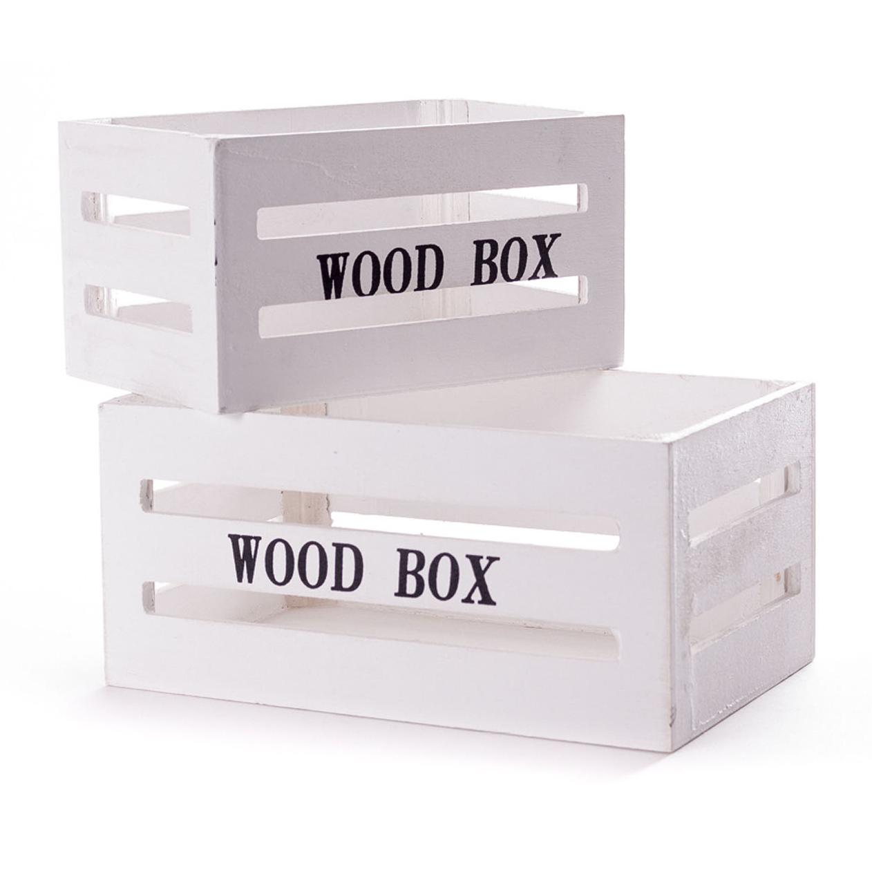 Set 2 Cassette Modello Wood Box Bianco