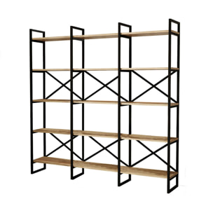 Libreria Dpezzott, Scaffale da ufficio, Mobile portalibri, Biblioteca, 170x30h175 cm, Quercia