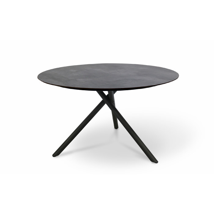 PILAT - Table de jardin ronde en aluminium gris anthracite