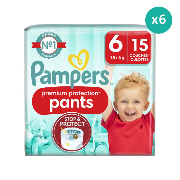 6x15 Couches-Culottes Premium Protection Taille 6, Pampers
