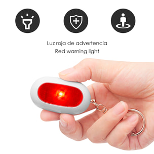 Allarme SOS personale con luce LED rossa brillante con 2 modalità e suono di 125 dB.