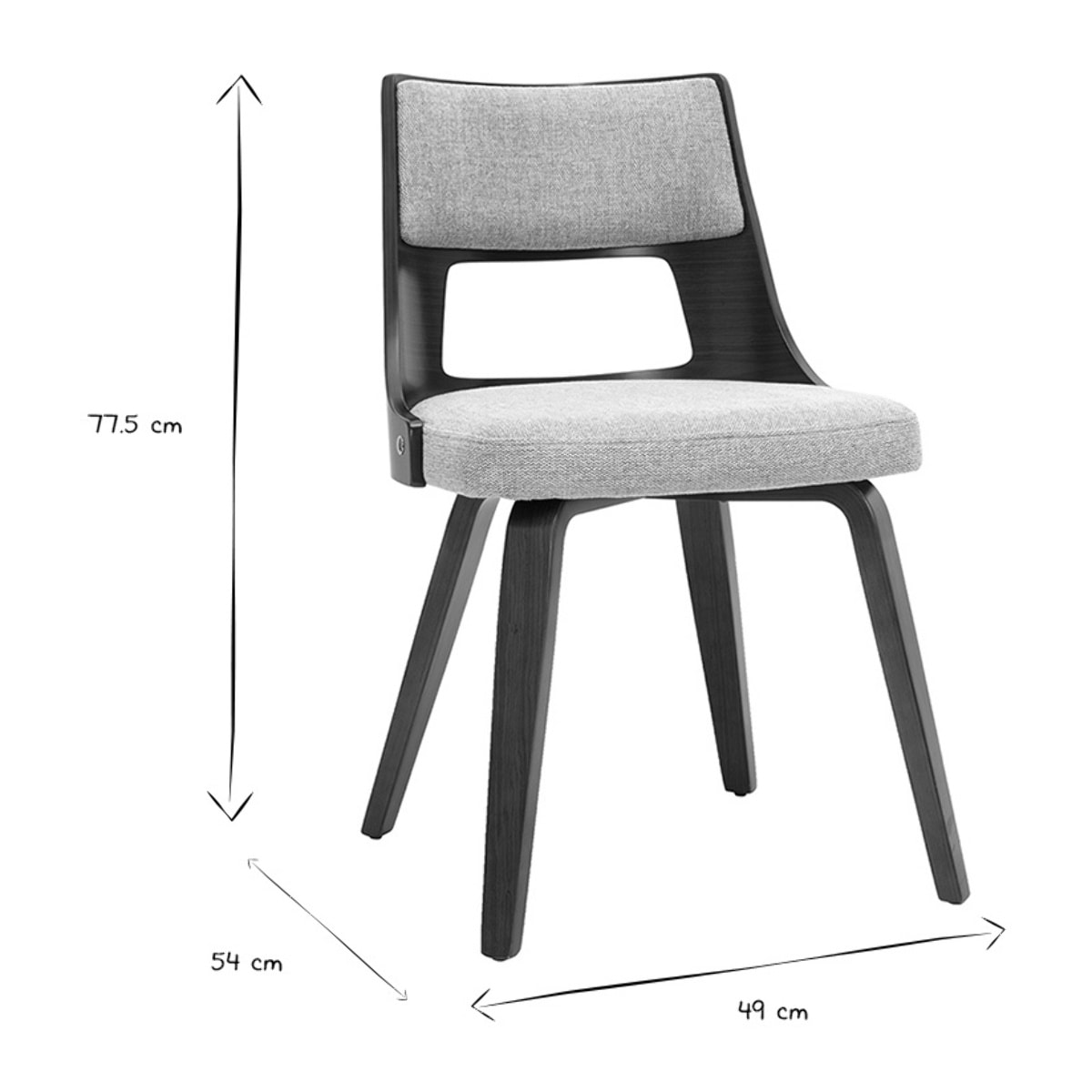 Chaise scandinave en tissu effet velours texturé gris et bois foncé GARBO