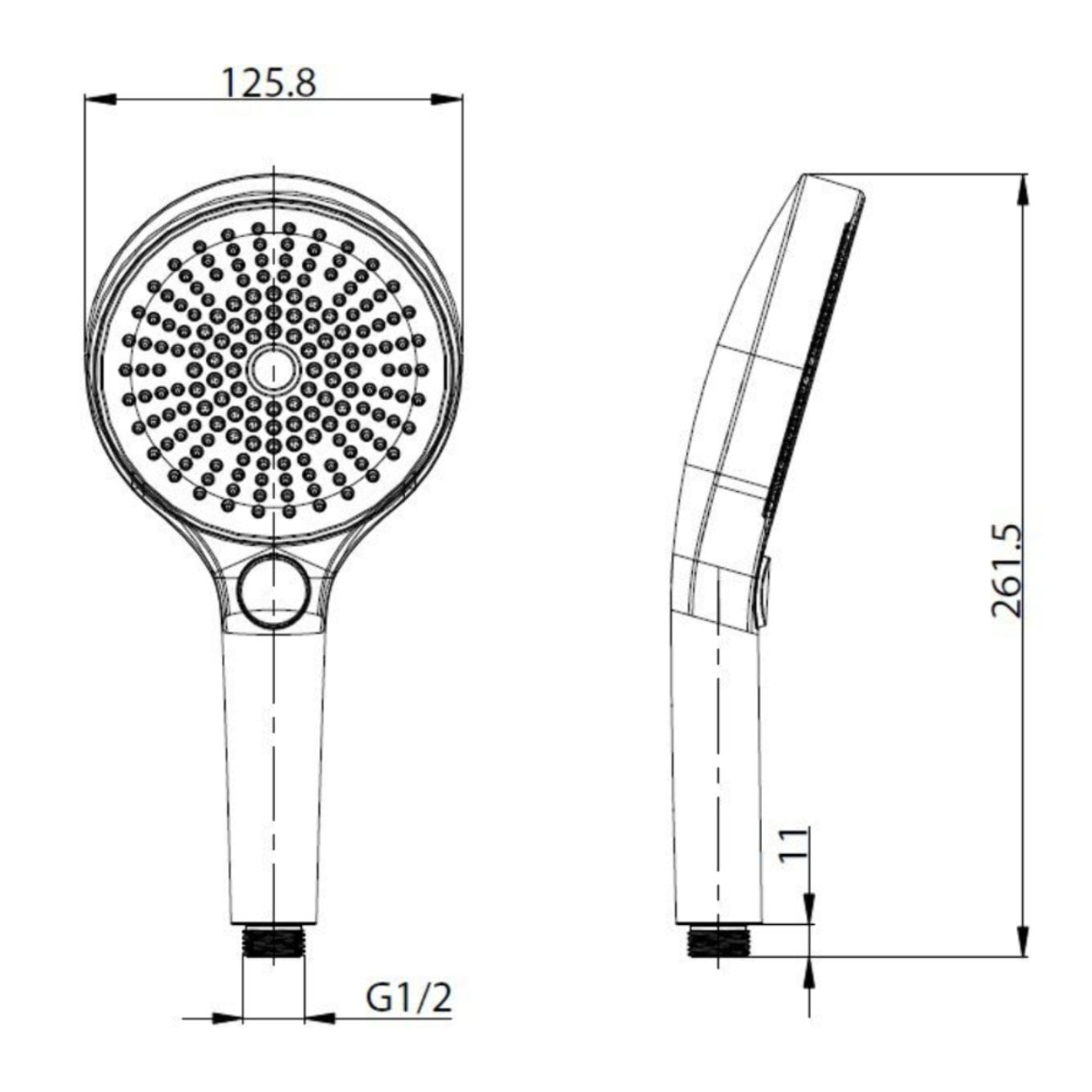Douchette à main 3 jets,  diamètre 12,5 cm, noir mat (SATBSRS81C)