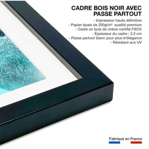 Affiche ours blanc en plein plongeon Affiche sous cadre noir