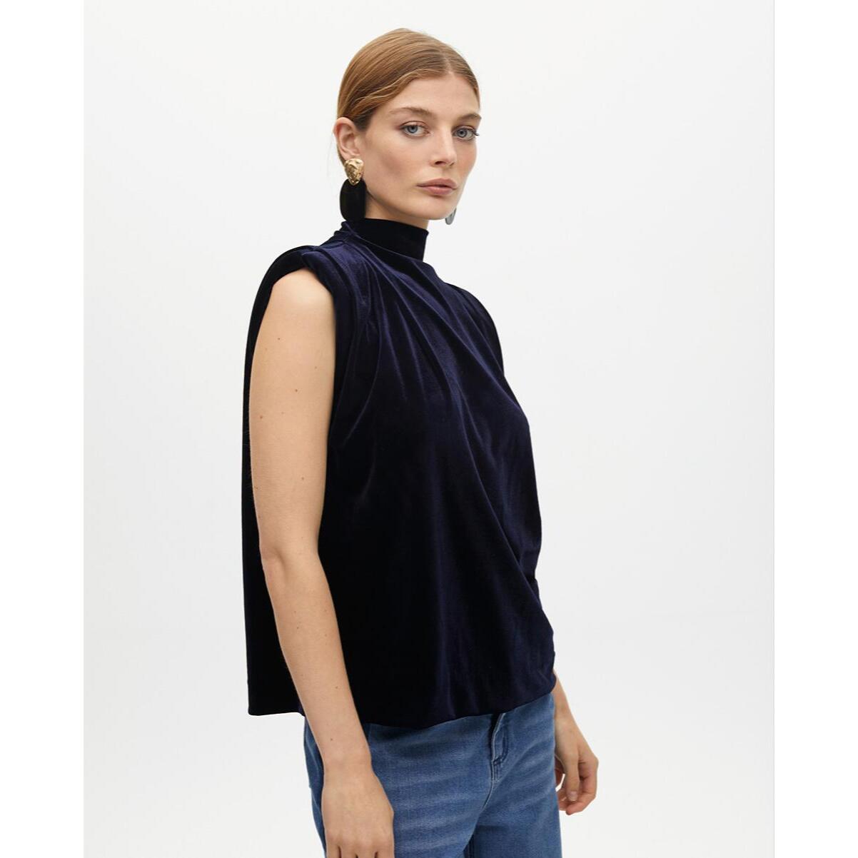 Top in Velluto Senza Maniche con Spalline