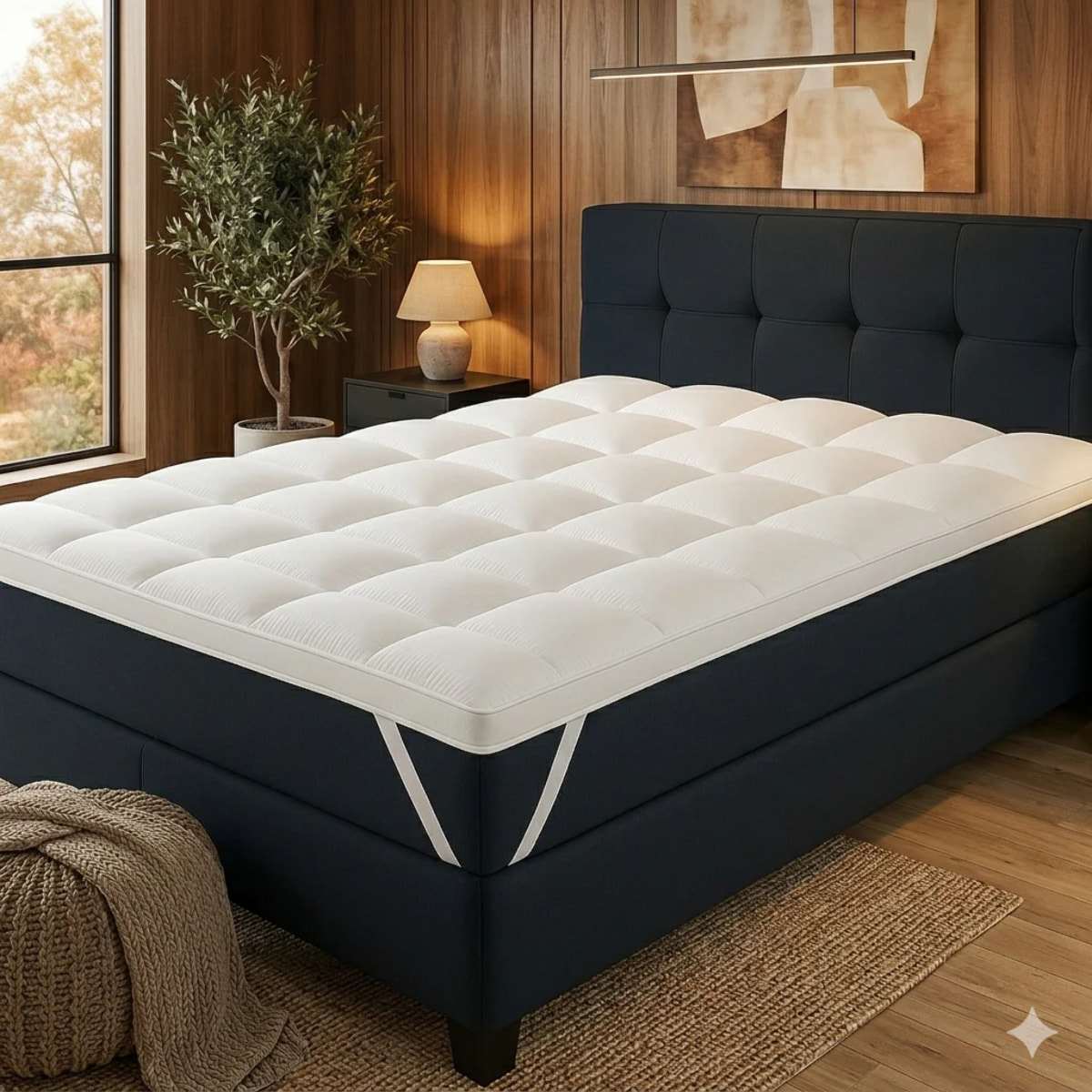 Surmatelas Hybrid | Mémoire de forme et microfibre | 8 cm | Déhoussable & sangles de maintien