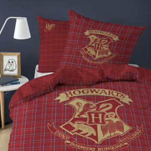 Parure de lit imprimée en flanelle de coton, HARRY POTTER TARTAN