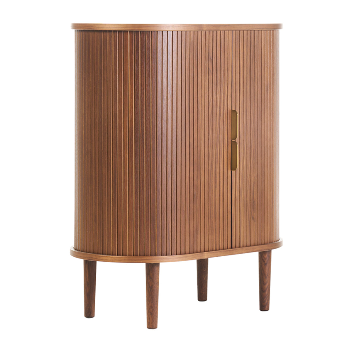Buffet haut vintage avec portes coulissantes bois foncé noyer L70 cm EPIC