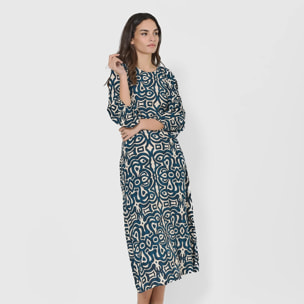 Vestido midi viscosa taissa azul