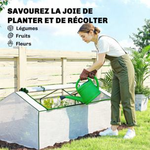 Mini serre de jardin à tomates 2 fenêtres enroulables 1,8L x 0,9l x 0,7H m blanc