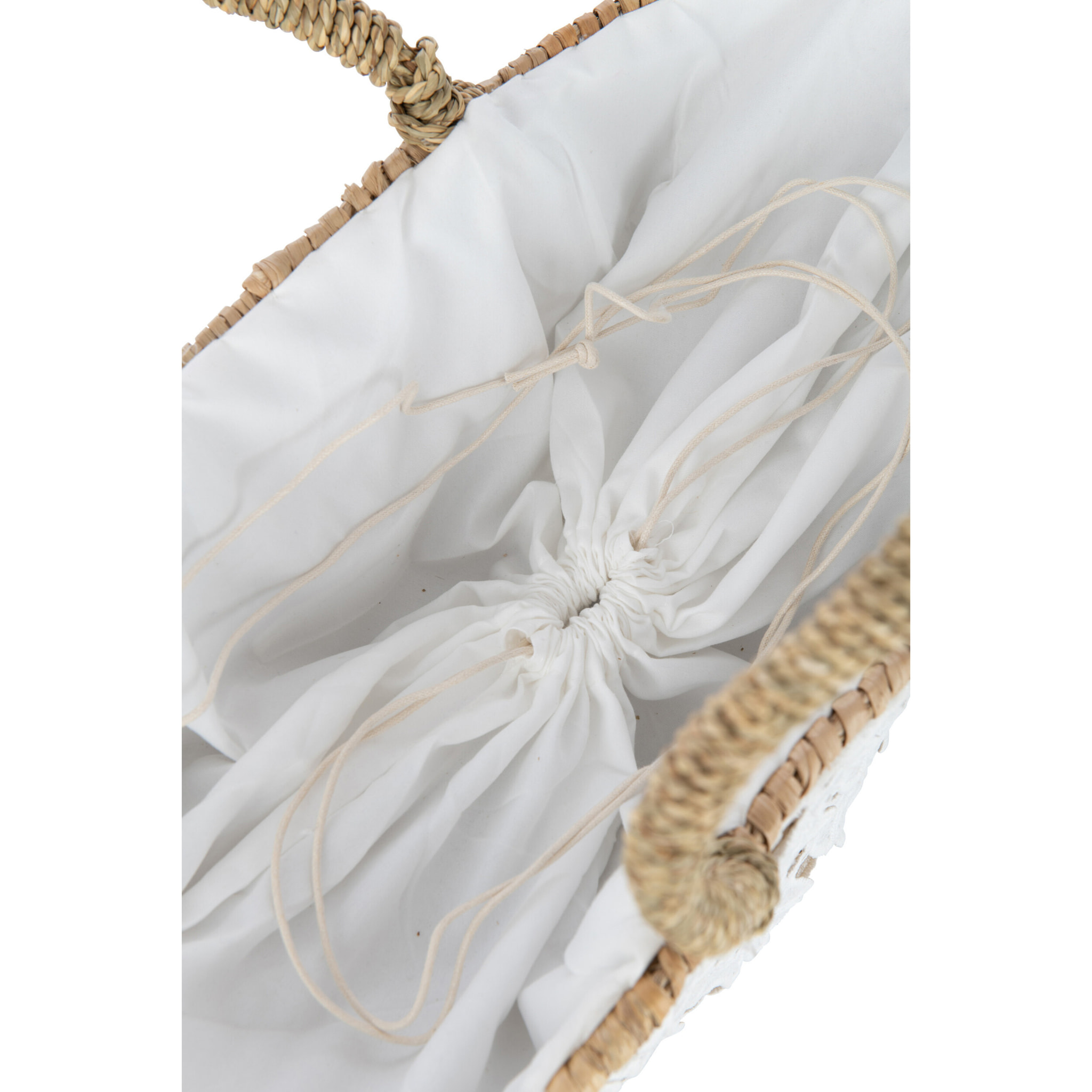 J-Line sac de plage Dentelle Fleur Motif - rotin - naturel/blanc