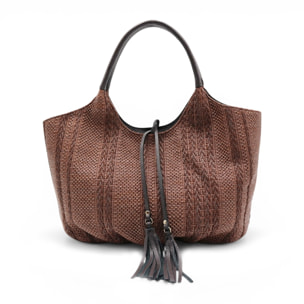 Bolso de hombro Cheval Firenze Zara S/S Marrón Oscuro (Rafia Oscura)