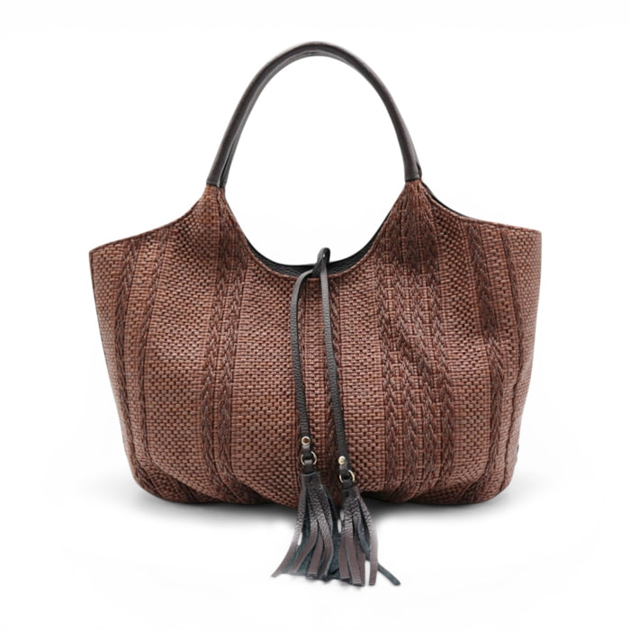 Bolso de hombro Cheval Firenze Zara S/S Marrón Oscuro (Rafia Oscura)