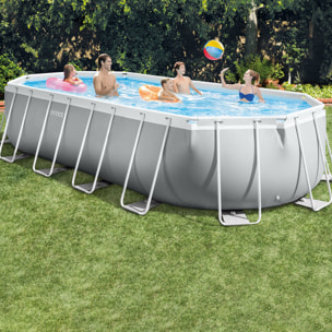 Intex Piscina Prisma Frame ovale con Pompa Filtro, Scaletta e Teli, 610x305x122 cm