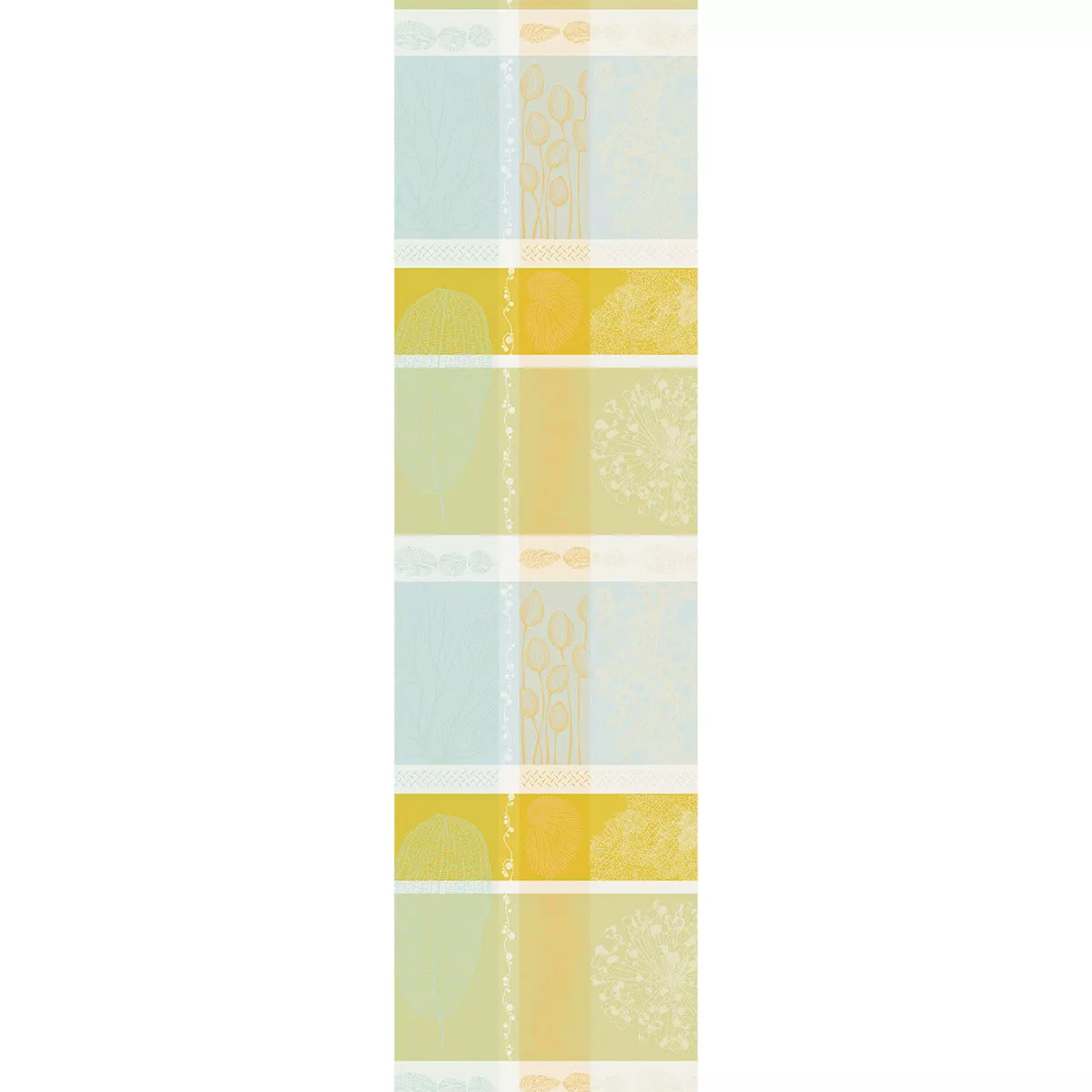 Chemin de table pur coton motif jacquard vert jaune Mille lieues aube