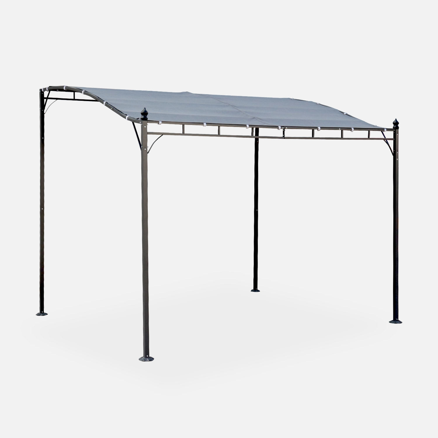 Pergola adossée 3x2.5m - Brestum -  Toile grise - Pergola murale