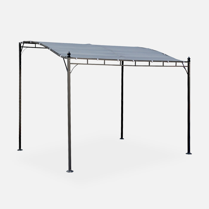 Pergola adossée 3x2.5m - Brestum -  Toile grise - Pergola murale