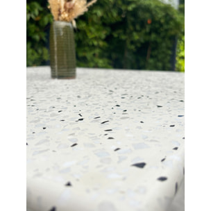 BISTRO - Table carrée de jardin en acier et plateau terrazzo