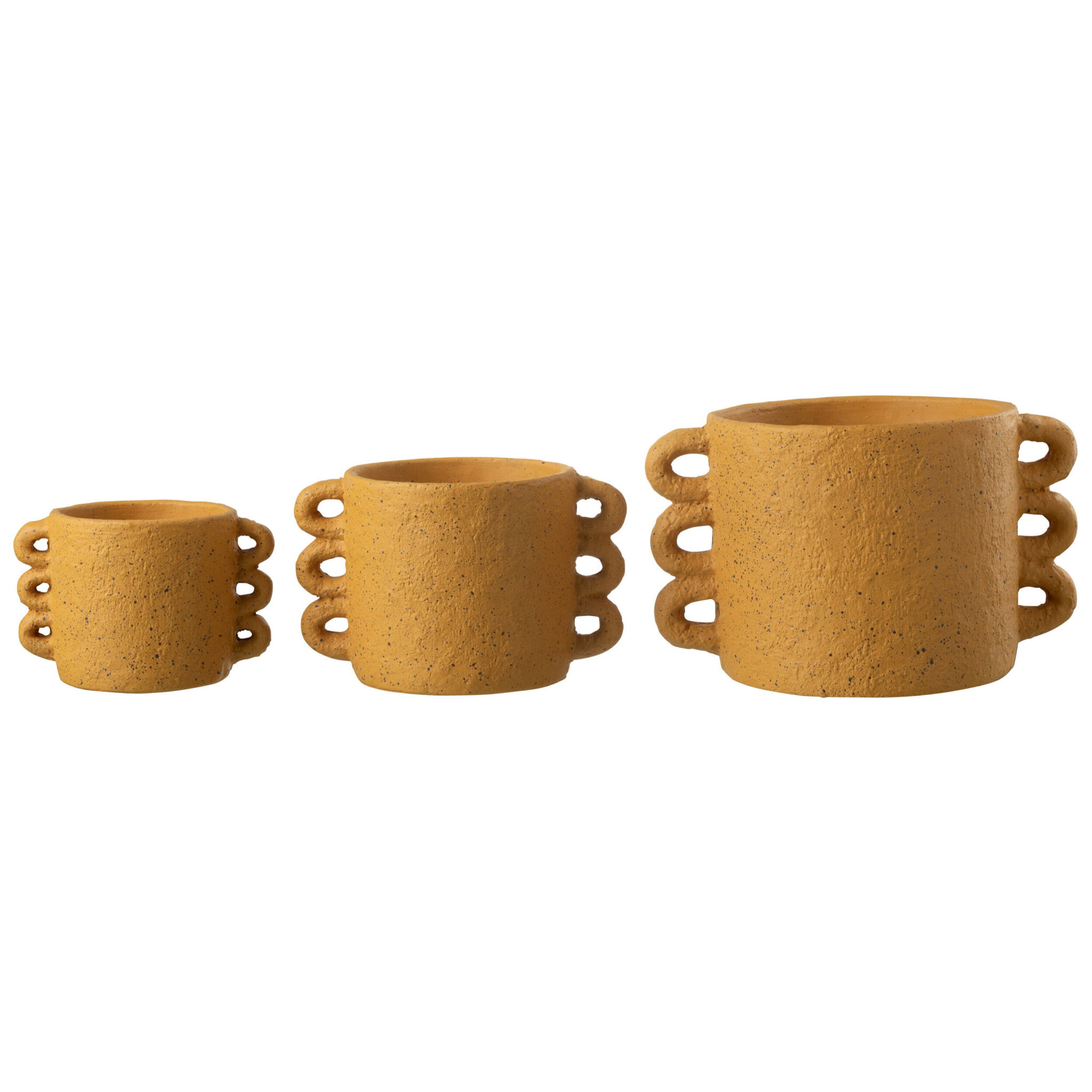 J-Line cache-pot Zenia - céramique - ocre - large - Ø 23 cm