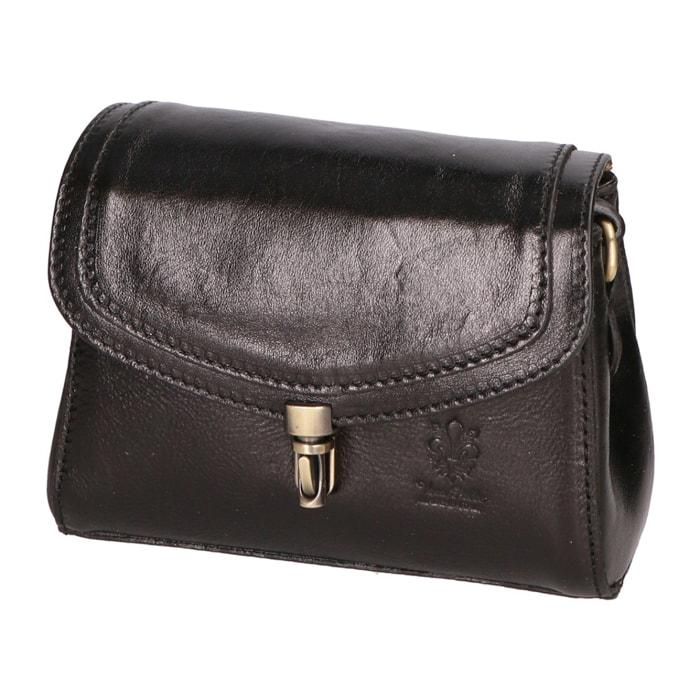 Borsa a tracolla da donna Made in Italy - Modello Faye - 100% pelle - 18.0 x 13.0 x 5.0 cm