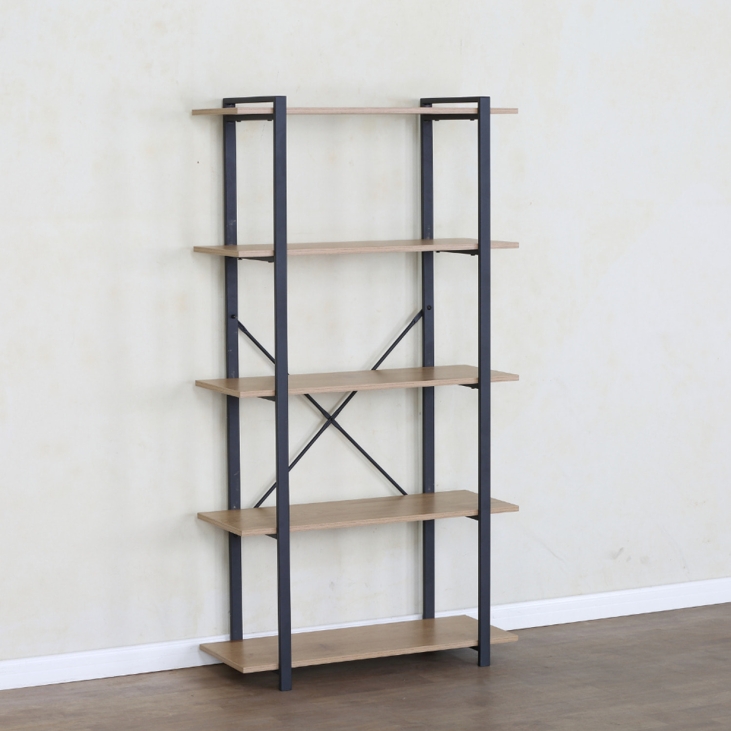 Etagère 5 rangements 150 cm bois et noir KYDO