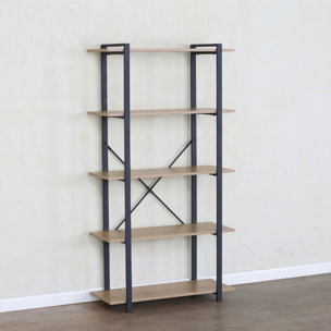 Etagère 5 rangements 150 cm bois et noir KYDO