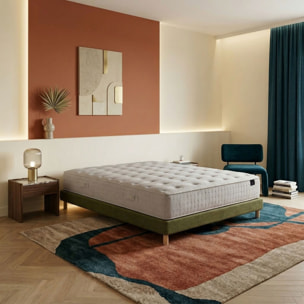 Ensemble matelas ressorts ensachés COMÈTE, H27 cm, sommier vert