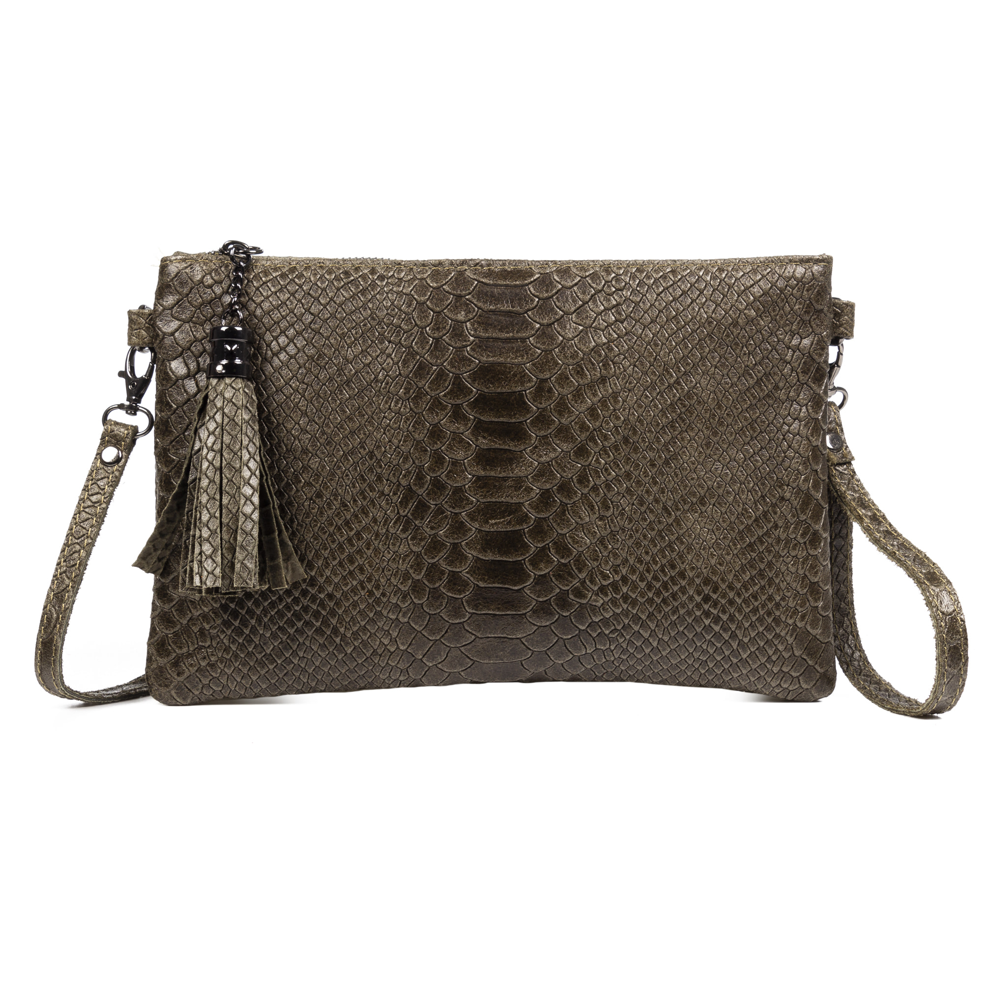 Ermine Borsa a tracolla Donna.Pelle autentica camoscio serpente inciso