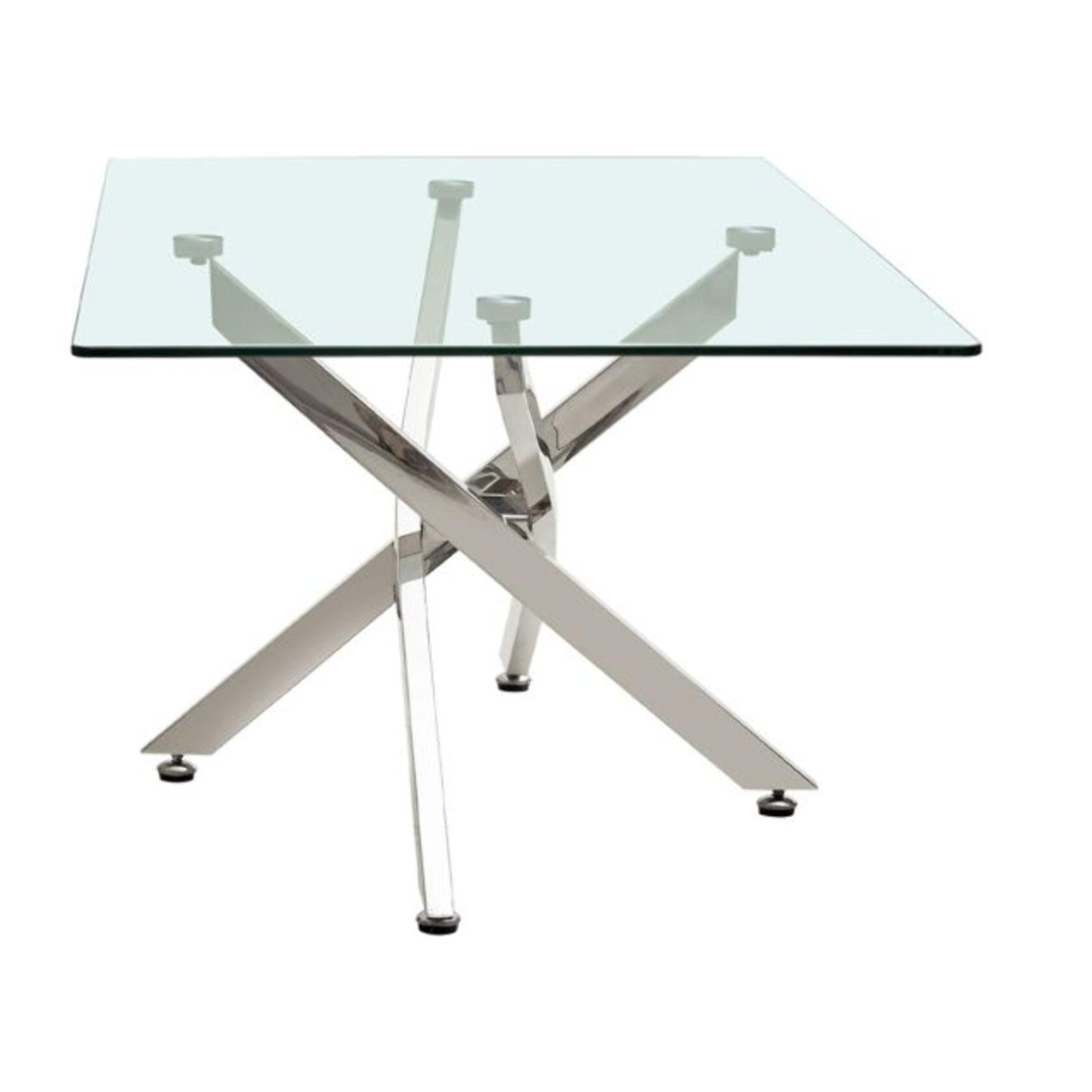 Table basse L. 120 cm en verre trempé et pied en métal chromé - BENTI